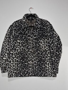 Forever 21 Leopard Print Teddy Shacket - Black & White